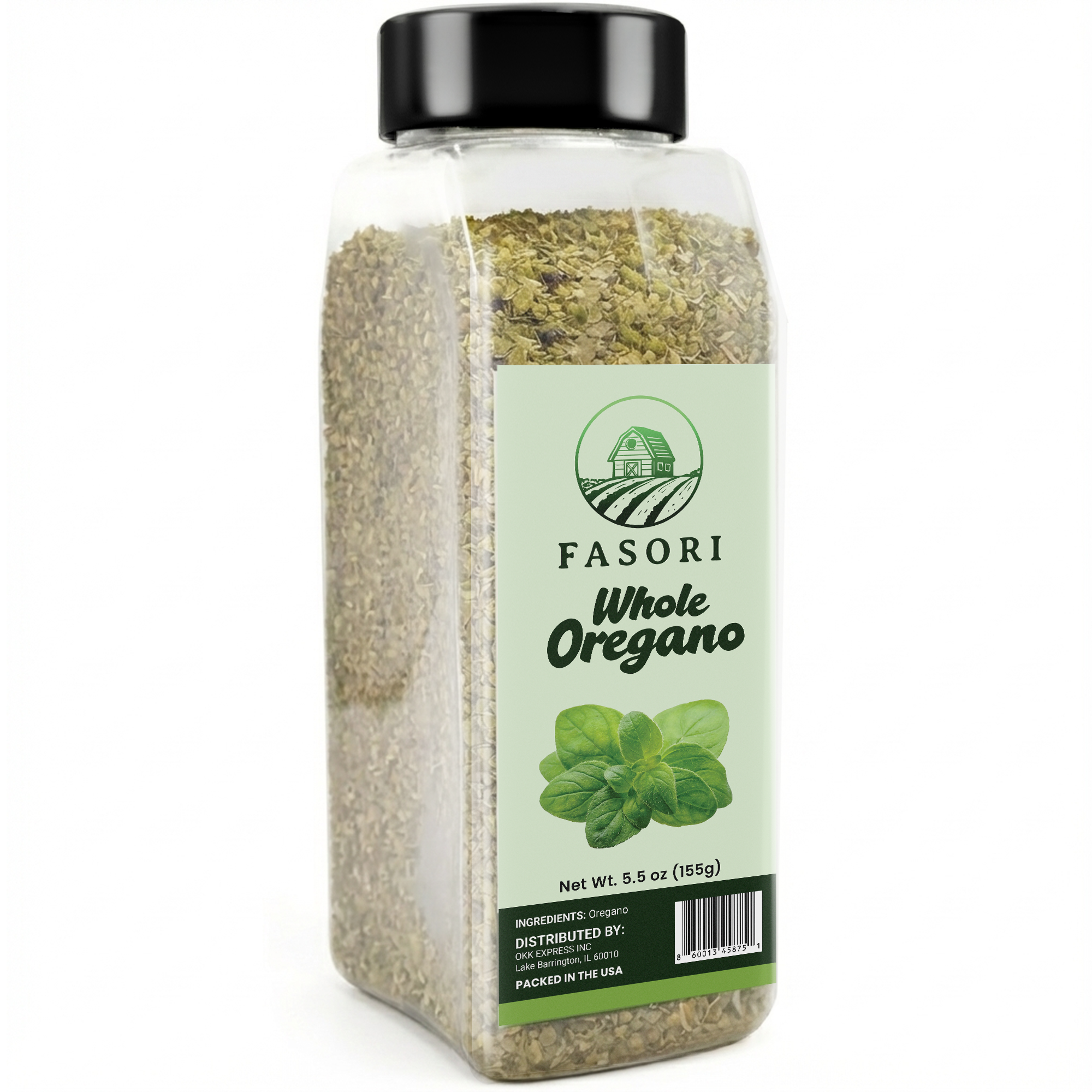 Fasori Oregano Whole Leaves 5.5 oz (156 g) – Premium Dried Oregano, Aromatic Mediterranean Herb for Italian Cooking, Pizza, Pasta & Sauces